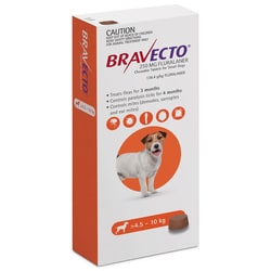 Med Vet International&nbsp;RXV MERCK, BRAVECTO CANINE, 9.9-22LB, 250MG, 10 CHEW
