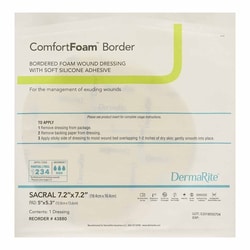 Med Vet International Foam Dressing ComfortFoam™ Border 7-1/5 X 7-1/5 Inch With Border Waterproof Backing Silicone Adhesive Sacral Sterile, 43880, 5/Box