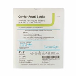 Med Vet International&nbsp;Foam Dressing ComfortFoam&trade; Border 2 X 2 Inch With Border Waterproof Backing Silicone Adhesive Square Sterile, 43220, 10/Box