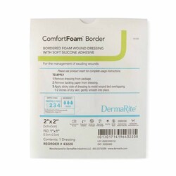 Med Vet International Foam Dressing ComfortFoam™ Border 2 X 2 Inch With Border Waterproof Backing Silicone Adhesive Square Sterile, 43220, Each
