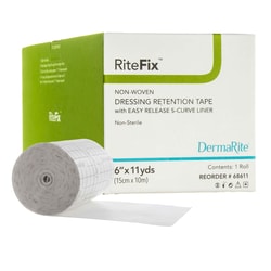 Med Vet International RiteFix™ Nonwoven Dressing Retention Tape, 6 Inch x 11 Yard, White, 68611, 1/Box