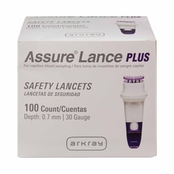 Med Vet International Safety Lancet Assure 30 Gauge Protective Safety Cap Push Button Activation Finger, 990130, 2400/Case