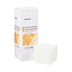 Med Vet International McKesson NonSterile Gauze Sponge, 16-Ply, 4 x 4 Inch, 16442000, 200/Pack