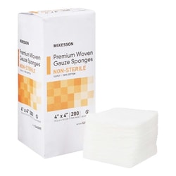 Med Vet International McKesson NonSterile Gauze Sponge, 12-Ply, 4 x 4 Inch, 12442000, 2000/Case