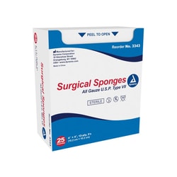 Med Vet International&nbsp;Gauze Sponge Dynarex 4 X 4 Inch, Sterile 12-Ply Square, 3343, 2/Pack, 25 Packs