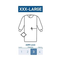 Med Vet International McKesson Non-Reinforced Surgical Gown with Towel, 3X-Large, Blue, Sterile, 183-I90-7050-S1, 1/Pack