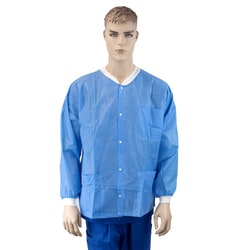 Med Vet International Dynarex Disposable Labjacket w/Pockets, Small, Blue, 30/Case