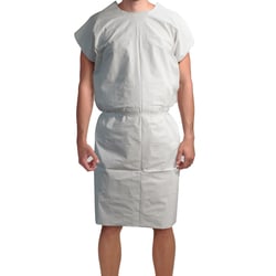 Med Vet International Dynarex Exam Gown, 3 Ply T/P/T Universal, White, 50/Case