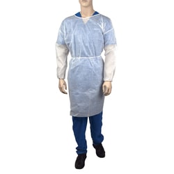 Med Vet International Dynarex CPE Thumb Loop Isolation Gown, Coated Barrier, 7XL, White, 50/Case