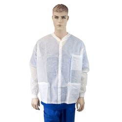 Med Vet International Dynarex Disposable Labjacket w/Pockets, Small, White, 30/Case