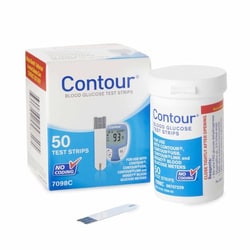 Med Vet International&nbsp;Blood Glucose Test Strips Contour, 7098C, 50 Strips/Box, 24 Boxes