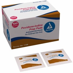 Med Vet International&nbsp;PVP Prep Pad Dynarex 10% Strength Povidone-Iodine Individual Packet Medium NonSterile, 1108, 1000/Case