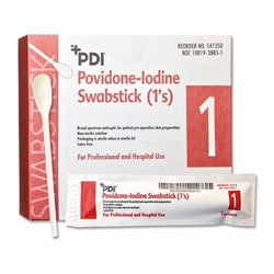 Med Vet International&nbsp;Impregnated Swabstick PDI 10% Strength Povidone-Iodine Individual Packet NonSterile, S41350, 500/Case
