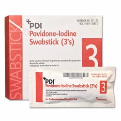 Med Vet International&nbsp;Impregnated Swabstick PDI 10% Strength Povidone-Iodine Individual Packet NonSterile, S41125, 250/Case