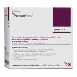 Med Vet International&nbsp;Impregnated Swabstick Prevantics 3.15% / 70% Strength CHG (Chlorhexidine Gluconate) / Isopropyl Alcohol Individual Packet NonSterile, 1.6ML, S40750, 500/Case