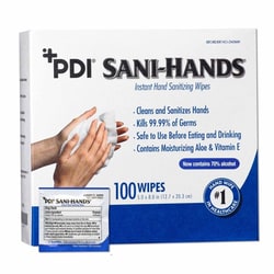 Med Vet International&nbsp;Hand Sanitizing Wipe Sani-Hands Ethyl Alcohol Wipe Individual Packet, D43600, 1000/Case