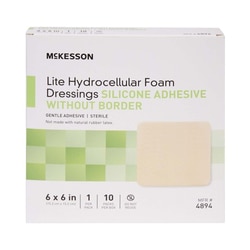 Med Vet International&nbsp;McKesson Lite Silicone Gel Adhesive without Border Thin Silicone Foam Dressing 6 x 6 Inch 4894 10/Box