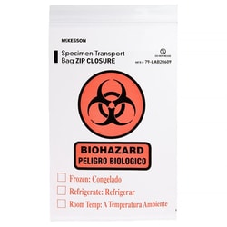 Med Vet International&nbsp;McKesson Specimen Transport Bag with Document Pouch Zip Closure 6 x 9 Inch Non-Sterile 79-LAB20609 100 Pack