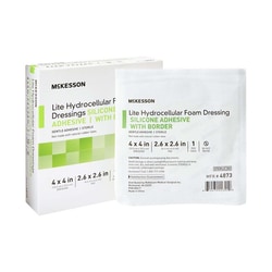 Med Vet International&nbsp;McKesson Lite Silicone Gel Adhesive with Border Thin Silicone Foam Dressing 4 x 4 Inch 4873 Each