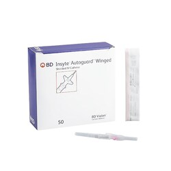 Med Vet International&nbsp;Peripheral IV Catheter Insyte Autoguard 20 Gauge 1 Inch Retracting Safety Needle 381533 50/Box