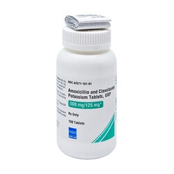 Med Vet International&nbsp;Amoxicillin Clavulanate (Augmentin) 500-125mg Tablet White Oblong 100 Tablets