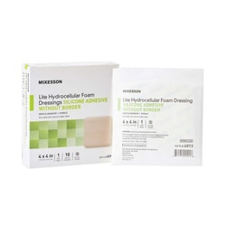 Med Vet International&nbsp;McKesson Lite Silicone Gel Adhesive without Border Thin Silicone Foam Dressing 4 x 4 Inch 4893 Each