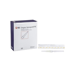 Med Vet International&nbsp;Peripheral IV Catheter Insyte Autoguard BC 24 Gauge 0 75 Inch Button Retracting Safety Needle 382512 50/Box