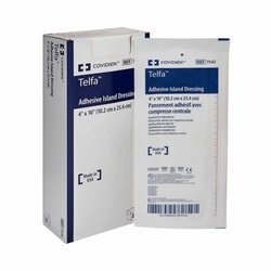 Med Vet International&nbsp;Adhesive Dressing Telfa 4 X 10 Inch Nonwoven Rectangle White Sterile 7542 Each