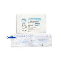 Med Vet International&nbsp;Intermittent Closed System Catheter Cure Catheter Unisex / Straight Tip 14 Fr  Without Balloon 510807 100/Case