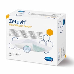 Med Vet International&nbsp;Super Absorbent Dressing Zetuvit Plus Silicone Border 4 X 4 Inch Square 413119 Each