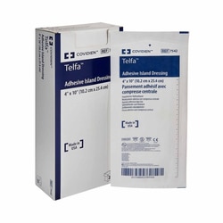 Med Vet International&nbsp;Adhesive Dressing Telfa 4 X 10 Inch Nonwoven Rectangle White Sterile 7542 25/Box