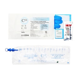 Med Vet International&nbsp;Intermittent Catheter Tray Cure Catheter Unisex / Straight Tip 14 Fr  Without Balloon 510801 100/Case