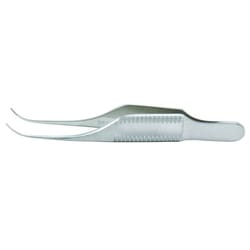 Med Vet International&nbsp;Miltex Gill Iris Forceps 2-7/8in Curved Cross-Seratted 0 6mm Wide At Tip German 18-825