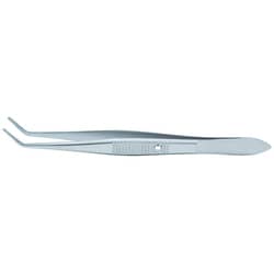 Med Vet International&nbsp;Miltex Nugent Utility Forceps 4-3/8in 45D Angled Jaws Cross-Serrated 1 2mm Wide At Tip German 18-958