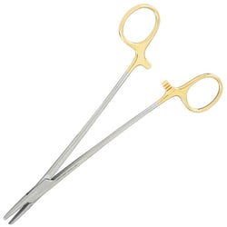 Med Vet International&nbsp;Miltex MeisterHand Mayo-Hegar Masson Needle Holder Serrated Jaws Tungsten 7 25in German MH8-46TC