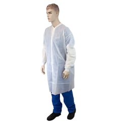 Med Vet International&nbsp;Dynarex Disposable Lab Coat w/out Pockets XX-Large White 30/Case