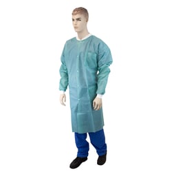 Med Vet International&nbsp;Dynarex Disposable Lab Coat w/Pockets Medium Teal 30/Case
