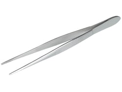 BURKLE INC&nbsp;Forceps, stainless steel, sharp, straight, 5.12 in. (130 mm)