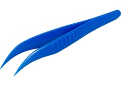 BURKLE INC&nbsp;Single-use tweezers, pointed/angled, blue, sterile