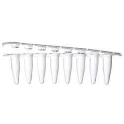 USA Scientific Inc 0.2 mL PCR white 8-tube FLEX-FREE strip, attached optical cap strip