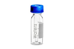 Waters Corp Deactivated Clear Glass 12 x 32 mm Snap Neck Qsert Vial, with Cap and Preslit PTFE/Silicone Septum, 300 µL Volume, 100/pk