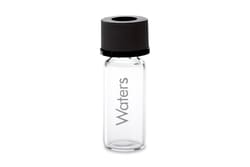 Waters Corp&nbsp;Deactivated Clear Glass 12 x 32 mm Screw Neck Vial, with 10 mm Cap and PTFE/Silicone Septum, 2 mL Volume, 100/pk
