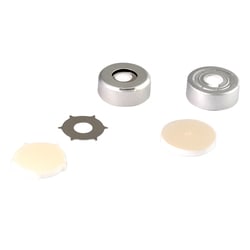 Perkin Elmer US LLC Un-Assembled Aluminum Crimp Cap with PTFE/Silicone (White) Septa and Star Spring, 100/pk