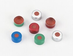 Perkin Elmer US LLC 11 mm Pre-Assembled Green Aluminum Crimp Cap with PTFE/Red Rubber Septa, 100/pk