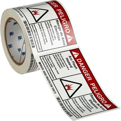Brady™ Bilingual Arc Flash Labels - Self-Sticking Polyester - 3.5 in H x 5 in W, Danger Header, 100/roll