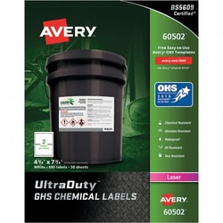 MSC AVERY 60502 Pack of (100), 8-3/4" x 7-3/4" White Paper Laboratory Labels