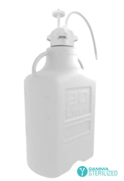 Foxx Life Sciences EZBio Single Use Carboy (Bottle) Assembly, 20L (5 GAL) Gamma Sterilized HDPE Carboy for Aseptic Transfer and Sterile Storage with VersaCap 83B (83mm), Vent and 1/4 in ID TPE Dip Tube, 1/EA