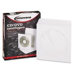 Enterprise Technology Solutions&nbsp;CD/DVD Envelopes, Clear Window, 1 Disc Capacity, White, 50/Pack