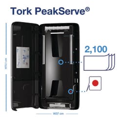 Tork PeakServe Continuous Paper Hand Towel Dispenser H5 Black | Buy Online | Tork | Fisher Scientific