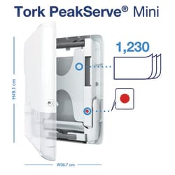 Tork PeakServe Mini Continuous Paper Hand Towel Dispenser H5 White | Buy Online | Tork | Fisher Scientific